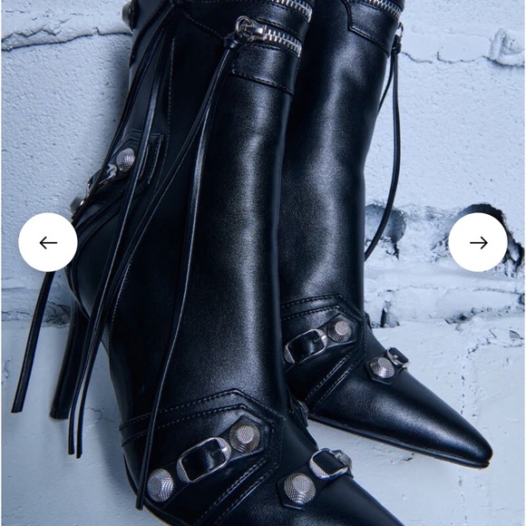 Sleek Black Ankle Boots with Silver Details - Picture 6 of 10